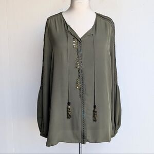 Kobi Halperin 100% Silk Embroidered Beaded Boho Blouse